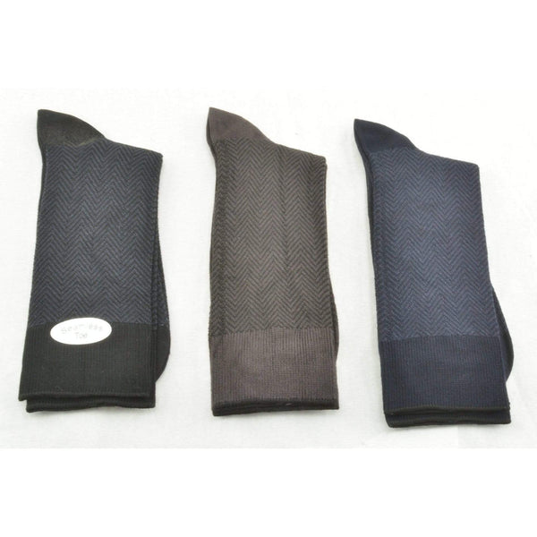 Men's Rayon Dark Herringbone Crew 3 Pr. Pack Socks