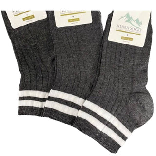 Buy charcoal-3-pairs Women's Rayon Quarter Hi Performance Socks Striped Ankle and Sporty