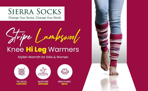 Girl's Stripe Lambswool Knee Hi Leg Warmers