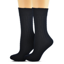 Classic Cable Knit Acrylic Crew Socks 2 pair pack