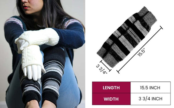 Girl's Stripe Lambswool Knee Hi Leg Warmers