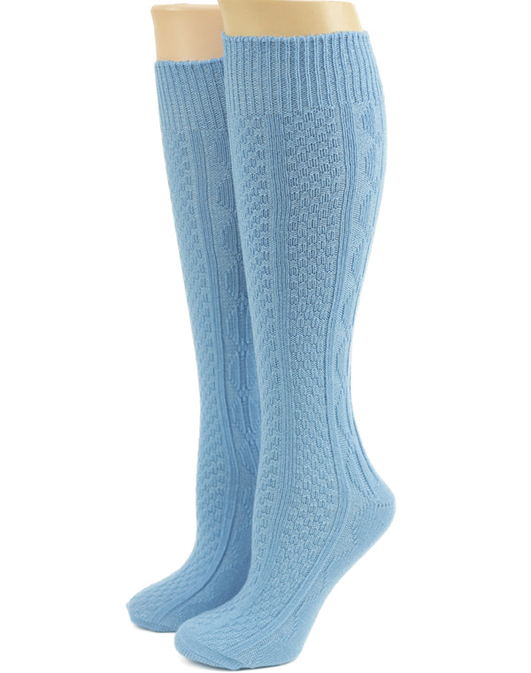 Classic Cable Knit Acrylic Knee High Socks 3 Pair Packs