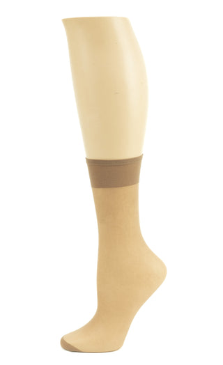 Buy neutral-beige Women's Stay-Up Nylon Ankle Highs Regular and Queen Sizes in 6-pair Packs