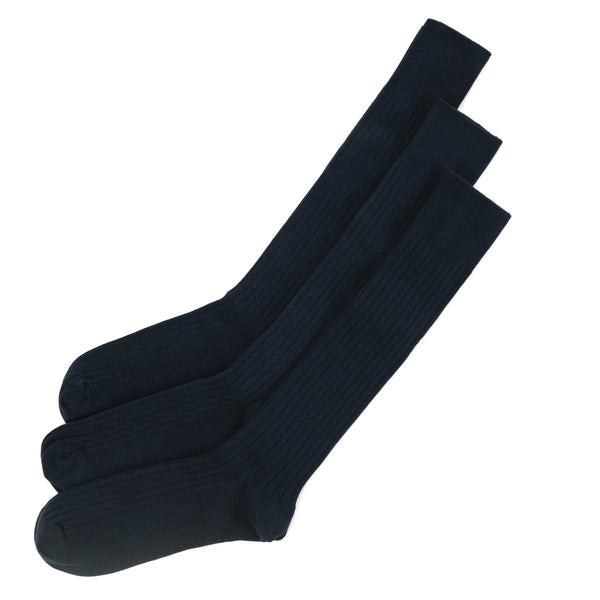 Classic Fine Ribbed Premium Over the Calf Combed Cotton Socks 3 Pair