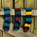 Combed Cotton Colorful Rugby Striped Patterned Men's 3 Pr. Pack Socks