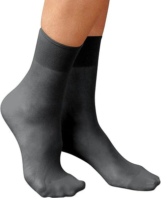 Women's Stay-Up Nylon Ankle Highs Regular and Queen Sizes in 6-pair Packs