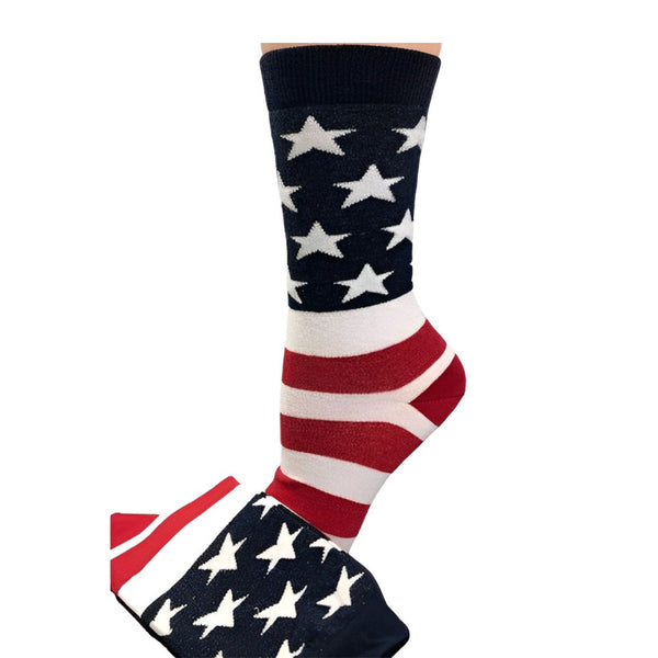 American Flag Patriotic Socks, Premium Quality Cotton Crew Socks