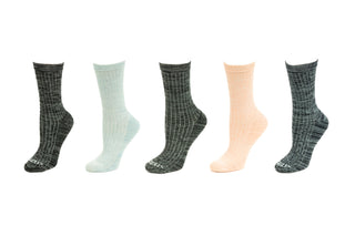 Buy assorted-5-black-charcoal-lt-blue-navy-salmon Women's Bamboo Crew Performance Socks with Arch Support