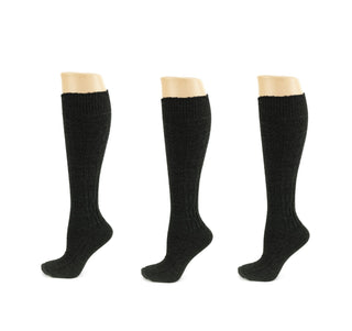 Buy charcoal Classic Cable Knit Acrylic Knee High Socks 3 Pair Packs