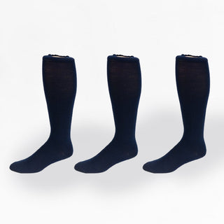 Buy navy Women's Classic Flat Knit Acrylic Orlon Knee High Socks 3 Pair Pack