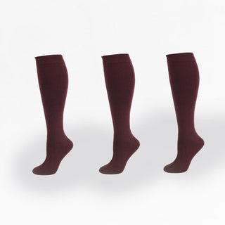 Buy dark-maroon Women's Classic Flat Knit Acrylic Orlon Knee High Socks 3 Pair Pack