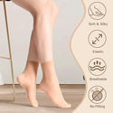 Women's Stay-Up Nylon Ankle Highs Regular and Queen Sizes in 6-Pair Packs