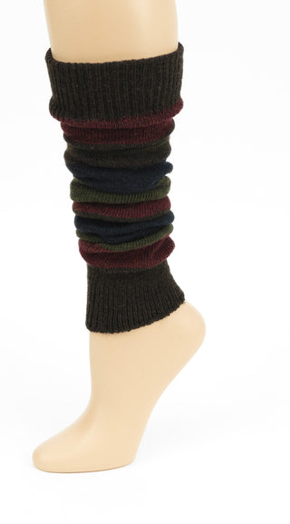 Buy dk-brown Girl's Stripe Lambswool Knee Hi Leg Warmers