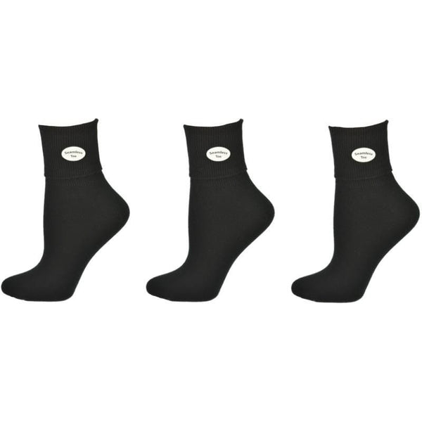 Cotton Crew Socks for Women Pink 3 Pairs Smooth Toe Seam Socks Size 10-13