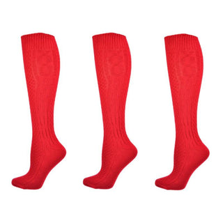 Classic Cable Knit Acrylic Knee High Socks 3 Pair Pack