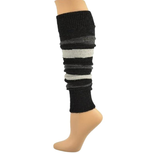 Women Striped Knitted Leg Warmers Footless Knee Fashion Boot Socks