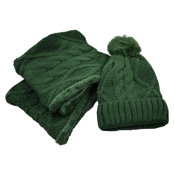 Mohair and Wool Blend Green Cable Hand Knit Hat withPom Pom for Men or  Women - Winter Hats