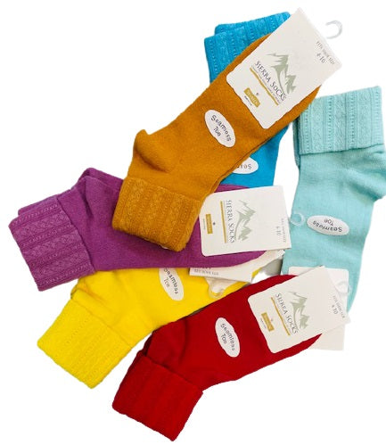 Colorful Socks - Sierra Socks Women Triple Cuff Crew Cotton Colorful Socks  6 Pair Pack Women