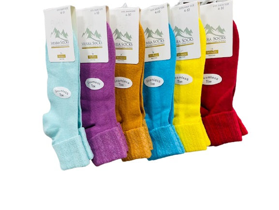 Colorful Socks - Sierra Socks Women Triple Cuff Crew Cotton